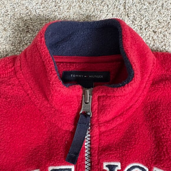 Tommy Hilfiger Red Fleece Zip Sweatshirt Baby Kids Toddler Size 2T Preppy - Picture 4 of 10